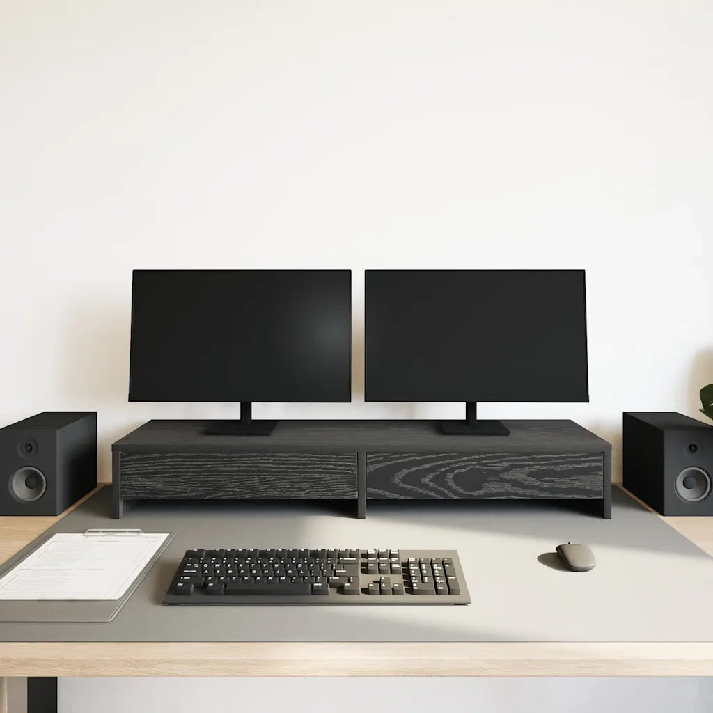 vidaXL Supporto Monitor con Cassetti Rovere Nero 100x27x15 cm