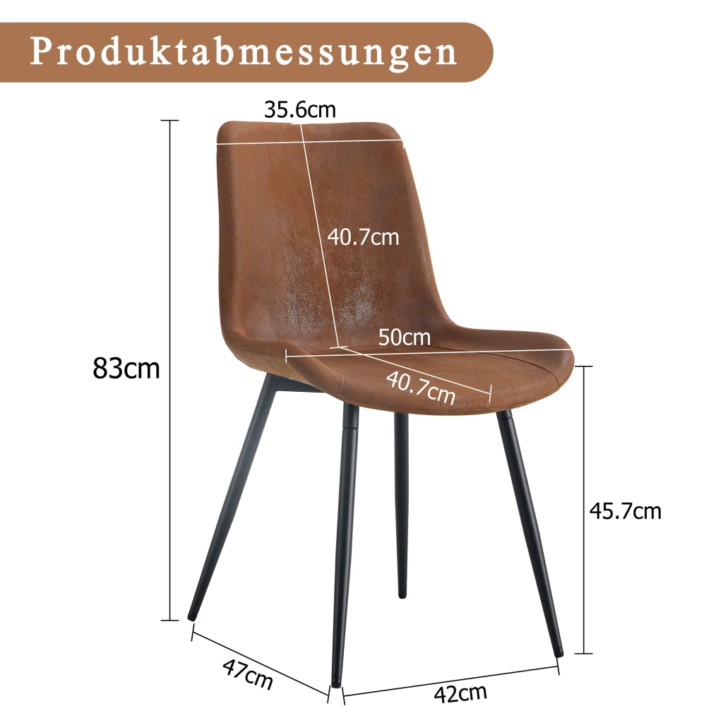 SEDIA da pranzo set da 4 pezzi 76.5x58.0x51.5 cm tessuto marrone e metallo nero