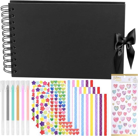 Album di scrapbooking A5 vuoto libro di foto - 30 pagine nere - per progetti creativi