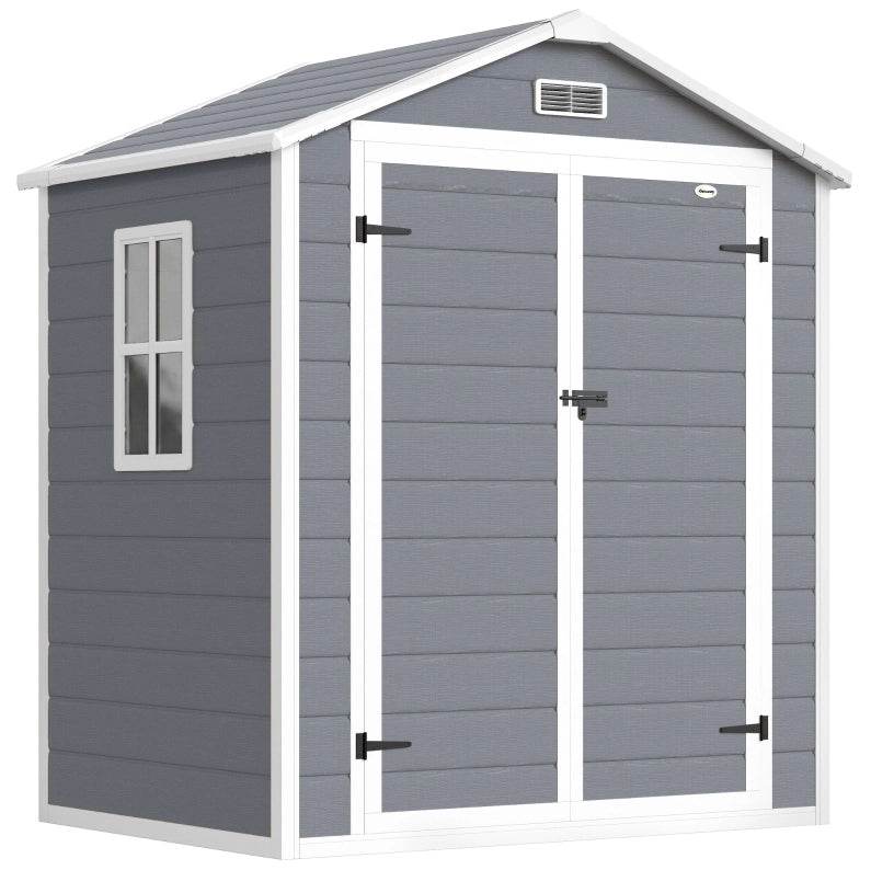 Capanno da giardino con porta doppia e serratura 183 x 134 x 210 cm; grigio; in alluminio