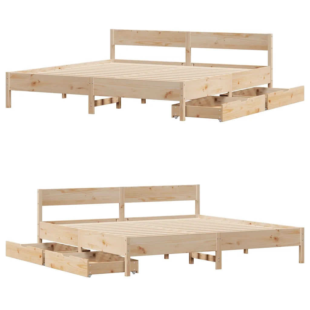 Letto senza Materasso 200x200 cm in Legno Massello di Pino 3301737