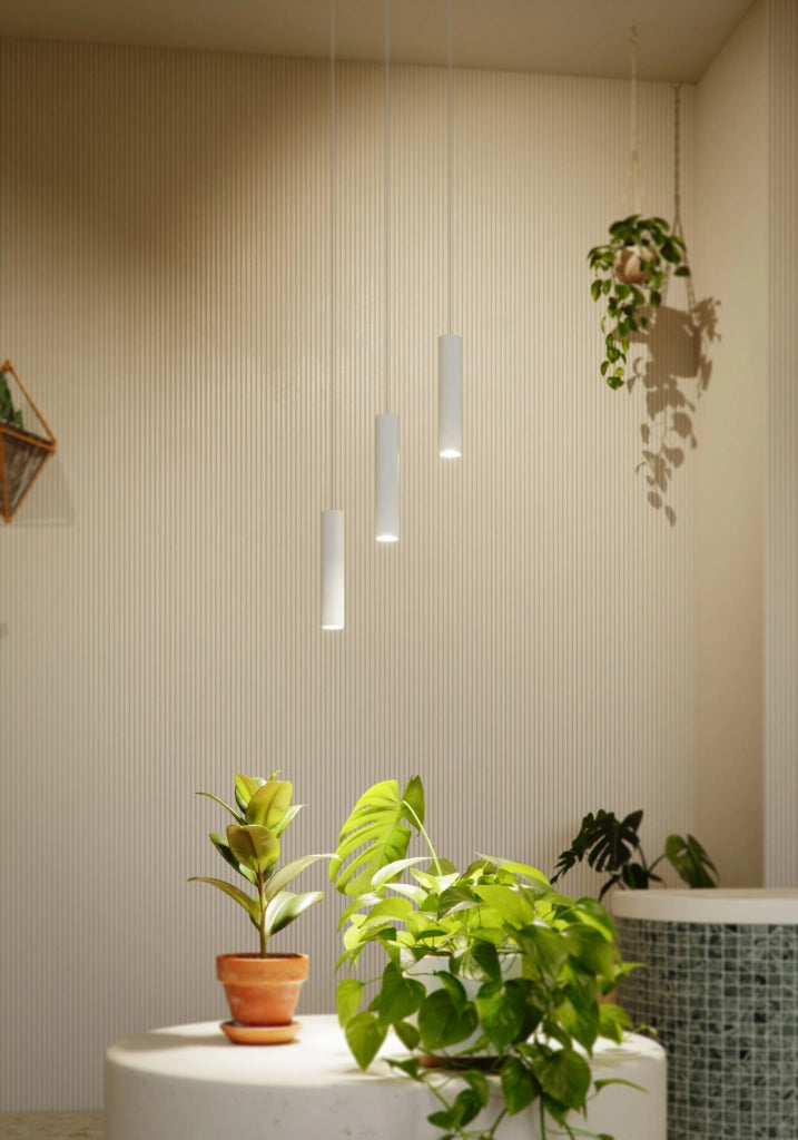 Alp Luce Lampada a Sospensione LED Tubolare Serie Space Design Modulare Base Ø90mm Nero Opaco per Sistemi Illuminotecnici Professionali