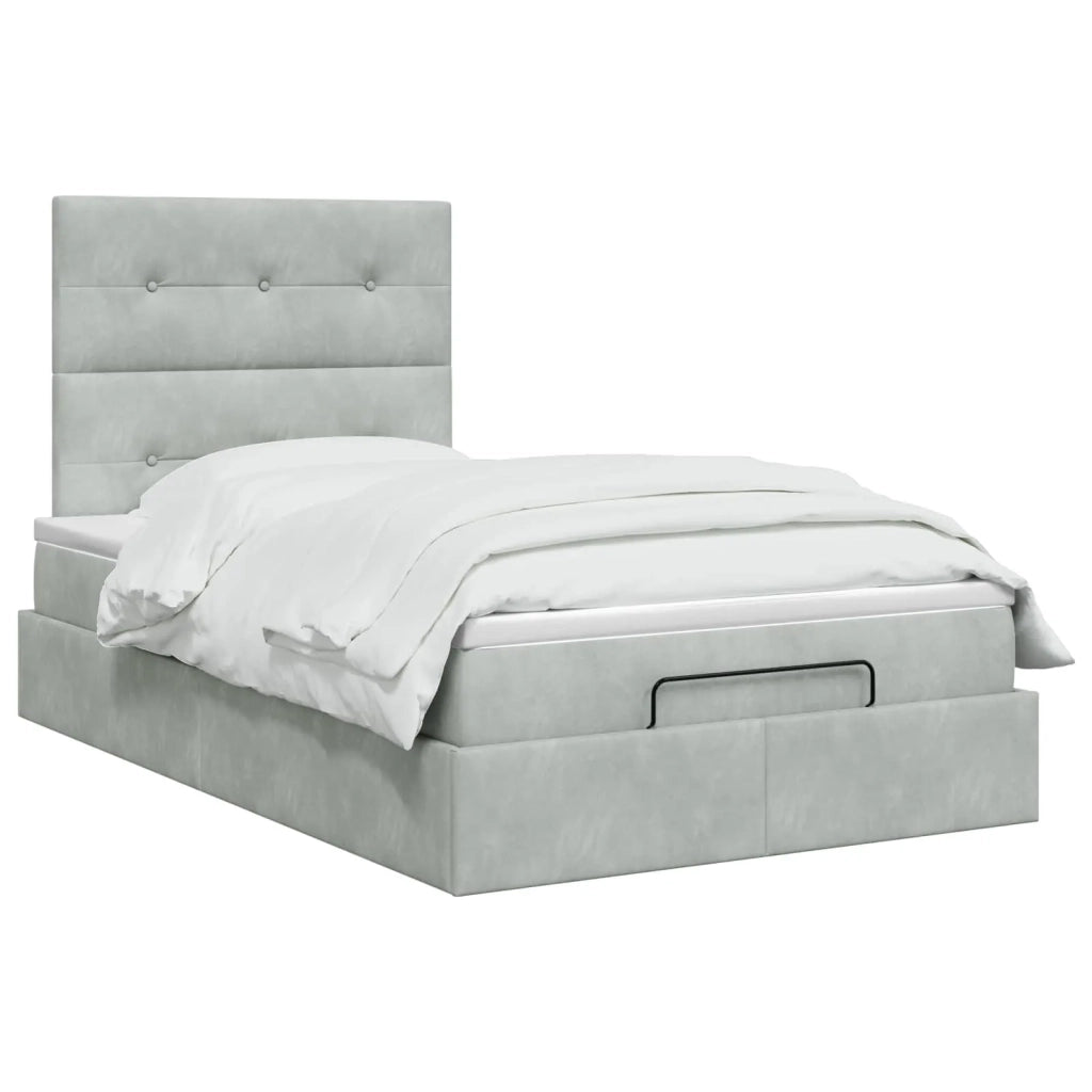 Letto ottomano con materasso Grigio Chiaro 120 x 200 cm Velluto 3457713