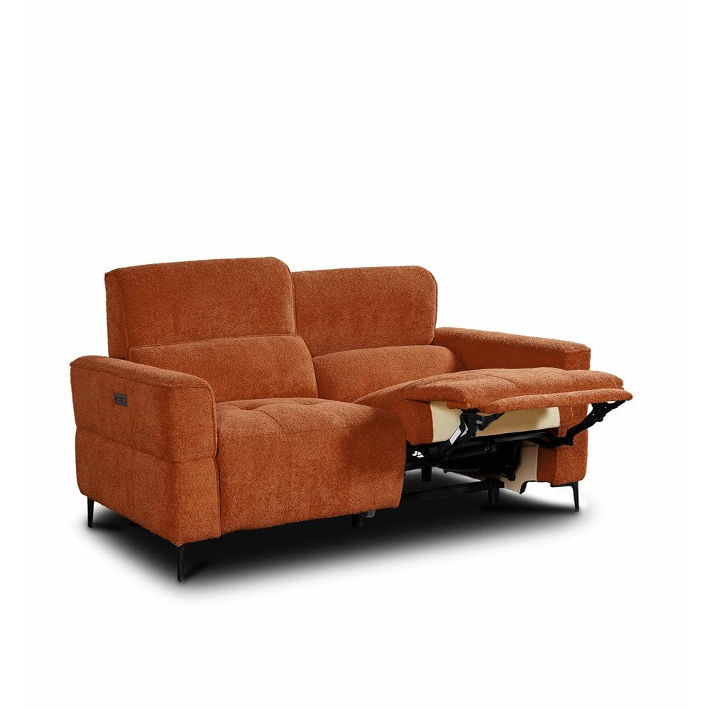 Divano recliner Luxora 2 posti elettrico in tessuto aragosta 174 cm