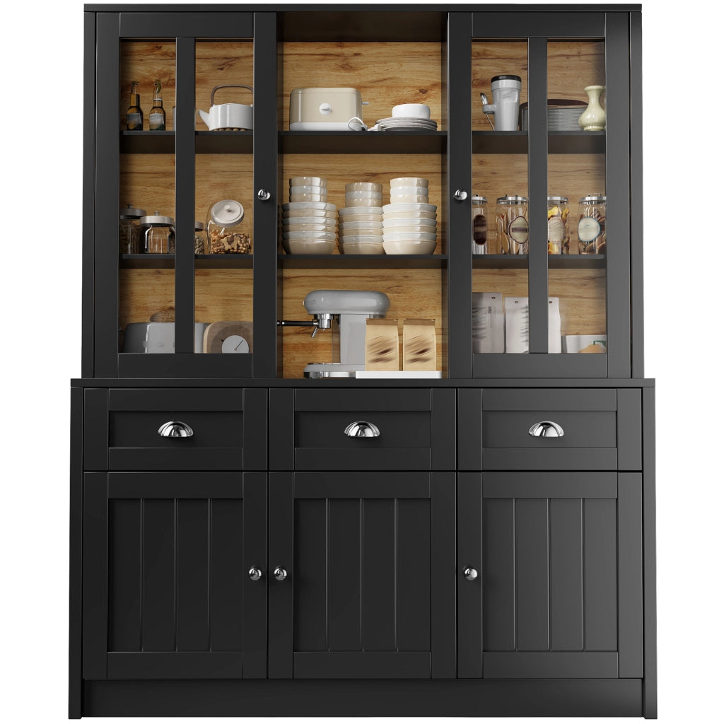 Credenza alta 140 x 38,5 x 175 cm in MDF e acrilico nero