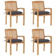 Sedie da Giardino Impilabili 4 pz con Cuscini Massello di Teak cod mxl 51836