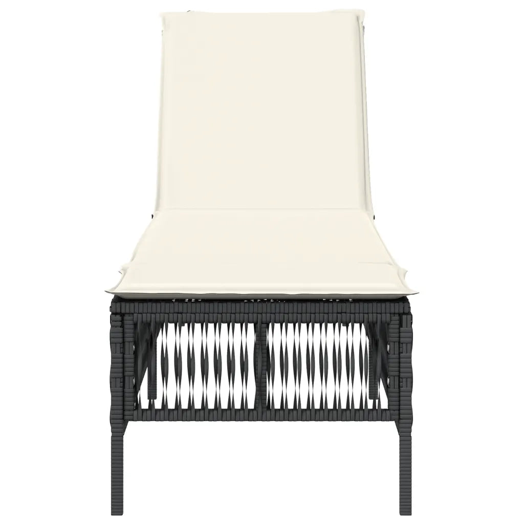 Lettino Prendisole con Cuscino Nero in Polyrattan 4002737