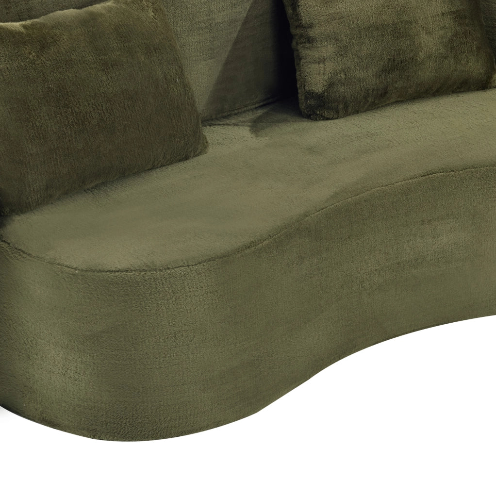 Divano letto 180x110x70 cm verde in schiuma， senza montaggio， 2 cuscini