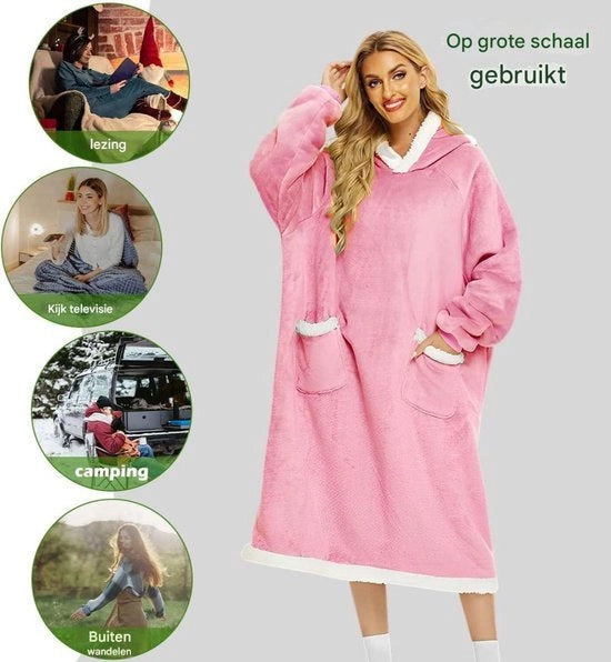 Dekenen capuchon lungo - Fleece flanella oversized deken capuchino con cappuccio e tasche - Oversized Cozy Sherpa imbottito deken capuchino - Piuma soffice e confortevole deken camicia - per adulti uomini e donne