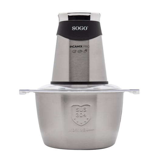 SOGO Tritatutto Food Inox 1.8L - 4 Lame Titanio, Motore Rame, Doppia Velocità, Ciotola Acciaio Inox, Accessori Inclusi, Sicurezza e Protezione Termica