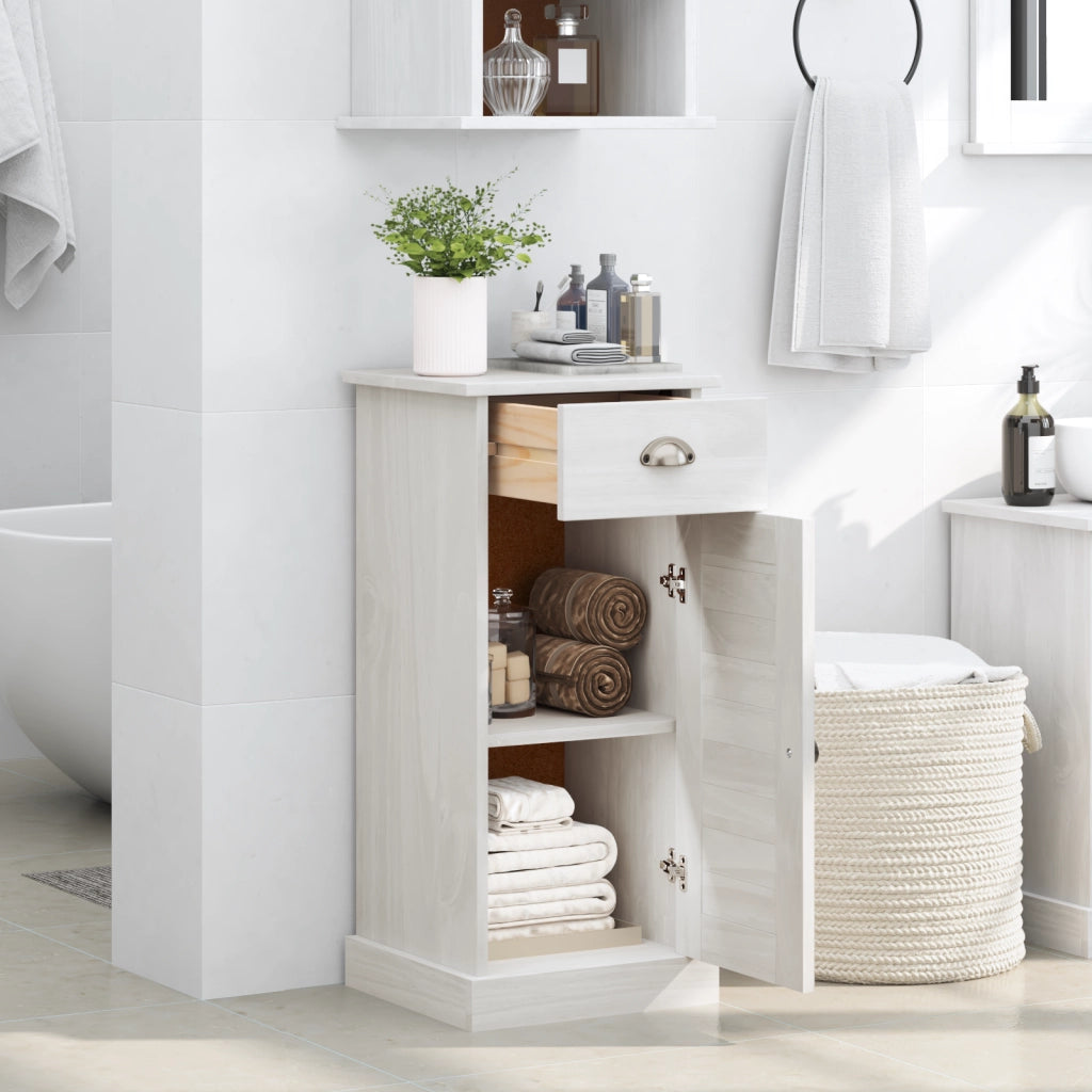 Mobile da Bagno "VIGO" con Cassetto 37x34x80 cm in Legno Massello di Pino