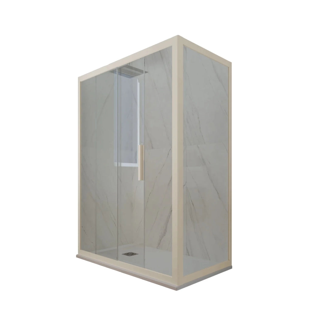 Box doccia scorrevole 75x150 CM H 200 Vetro Trasparente Profilo Champagne mod. Deco Duo