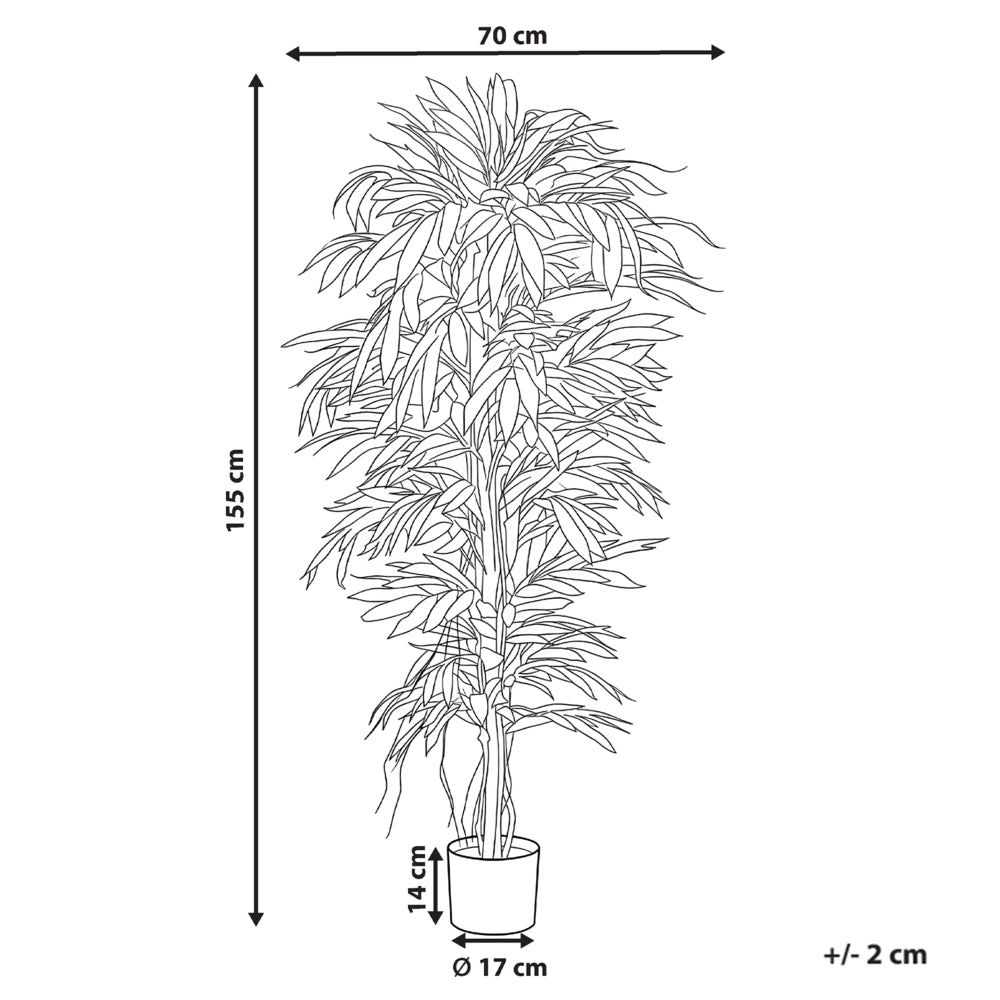 Pianta artificiale in vaso in materiale sintetico, 155 cm, accessorio decorativo da interno