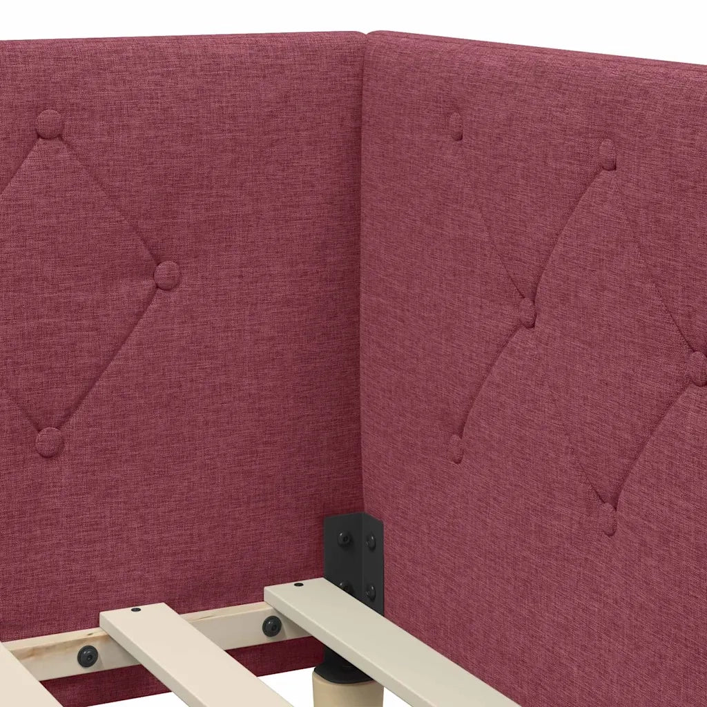 Cornice del letto ad angolo Rosso Vino 90 x 190 cm Tessuto
