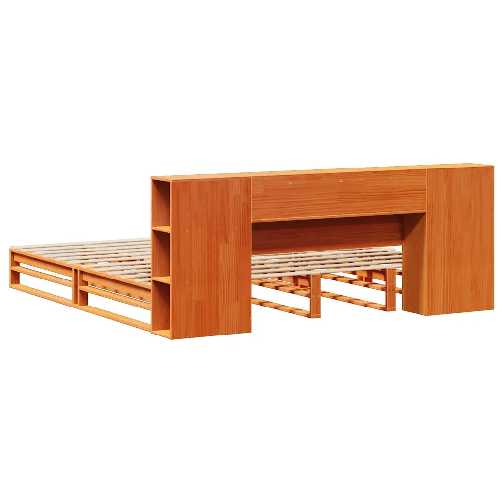 Letto Libreria senza Materasso Marrone Cera 200x200 cm Legno 3323889