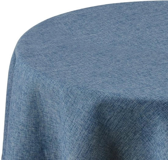 Tavolino Copri Tavolo Impermeabile con Effetto Lotus, Aspetto di Lino, Copri Tavolo Lavabile, Tavolino di Lino, Rond, 140cm, Blu, 1 Pezzo