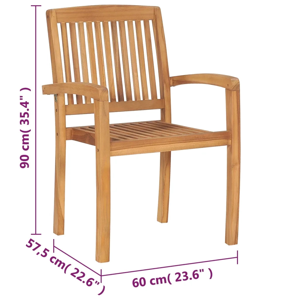 Sedie da Giardino Impilabili 8 pz in Legno Massello di Teak 3073209