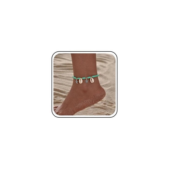 Collana Boho Stile - Anello Singolo in Argento - Perle/Conchiglia - Perle Decorative - Pizzo - Tessuto Stretch