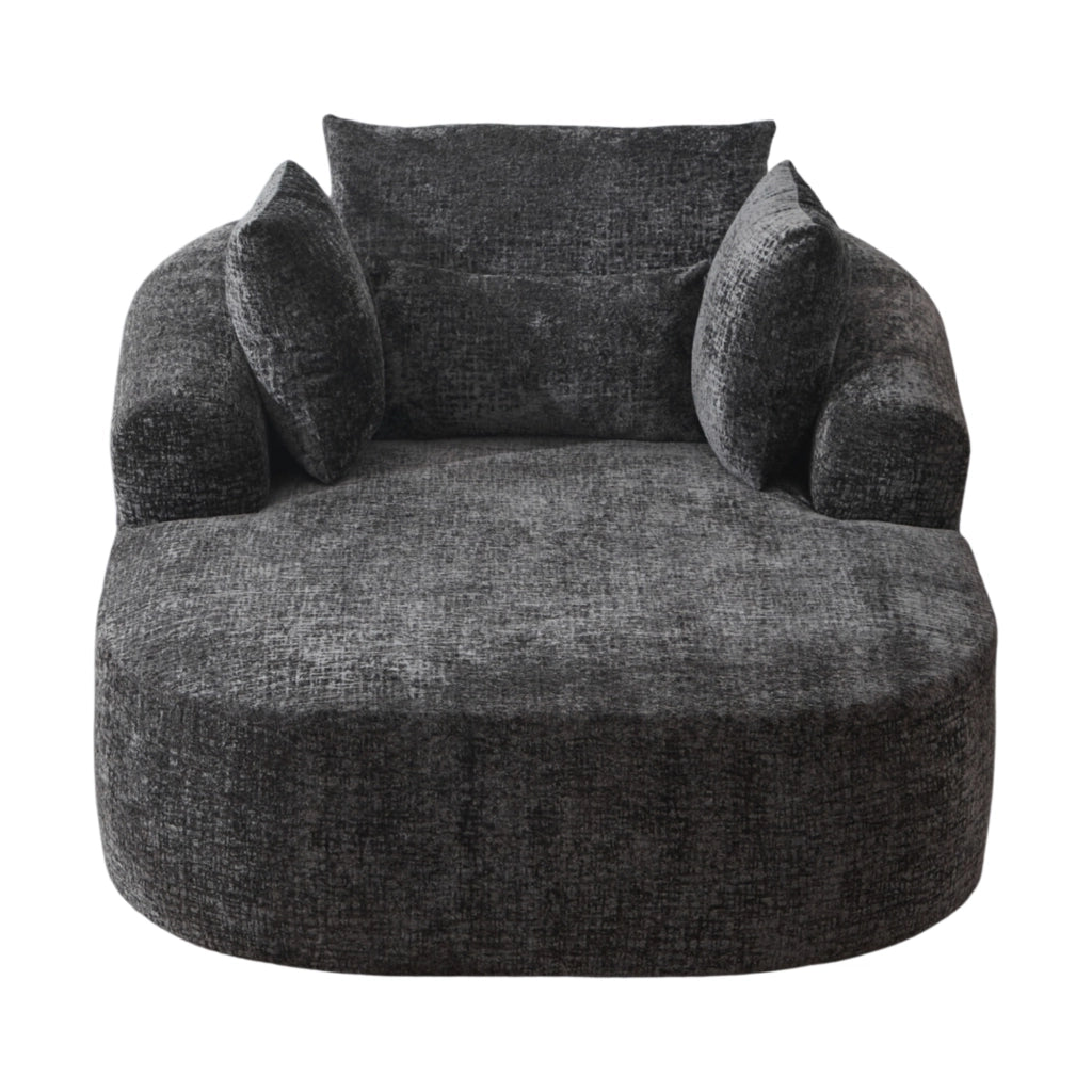 Chaise longue Divano letto con Cuscino per soggiorno moderno, in velluto a coste, Nero