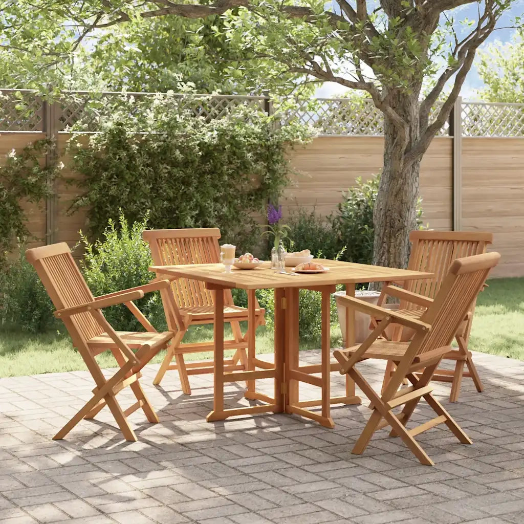 Set da Pranzo Pieghevole per Esterni 5pz Legno Massello di Teak cod mxl 44424