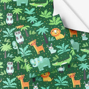 Papier di confezione con animali della foresta - Cadeaupapier per bambini - Confezione in rotolo - Festa di benvenuto - 4 fogli 50x70 cm - Disegno colorato