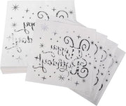 Serviette per compleanno - 40 serviette di carta Happy Birthday - decorazione per festa uomo, donna, bambine - serviette di carta argentate