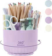 Organizzatore di scrivania, supporto per penne girevole 360 gradi, organizzatore di penne con 5 compartimenti, supporto per penne per scrivania per ufficio, scuola, casa (rosa chiaro)