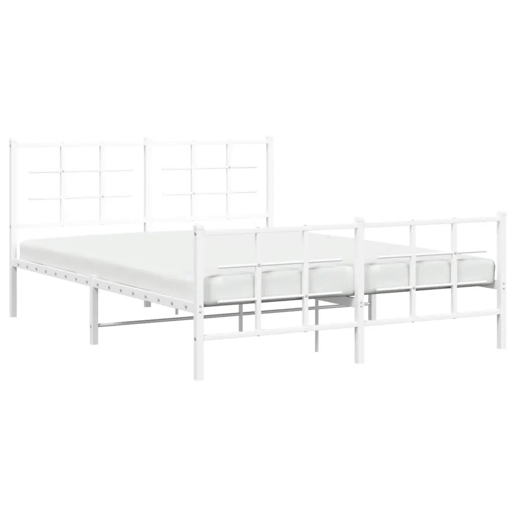 Giroletto con Testiera e Pediera Metallo Bianco 150x200 cm 355630