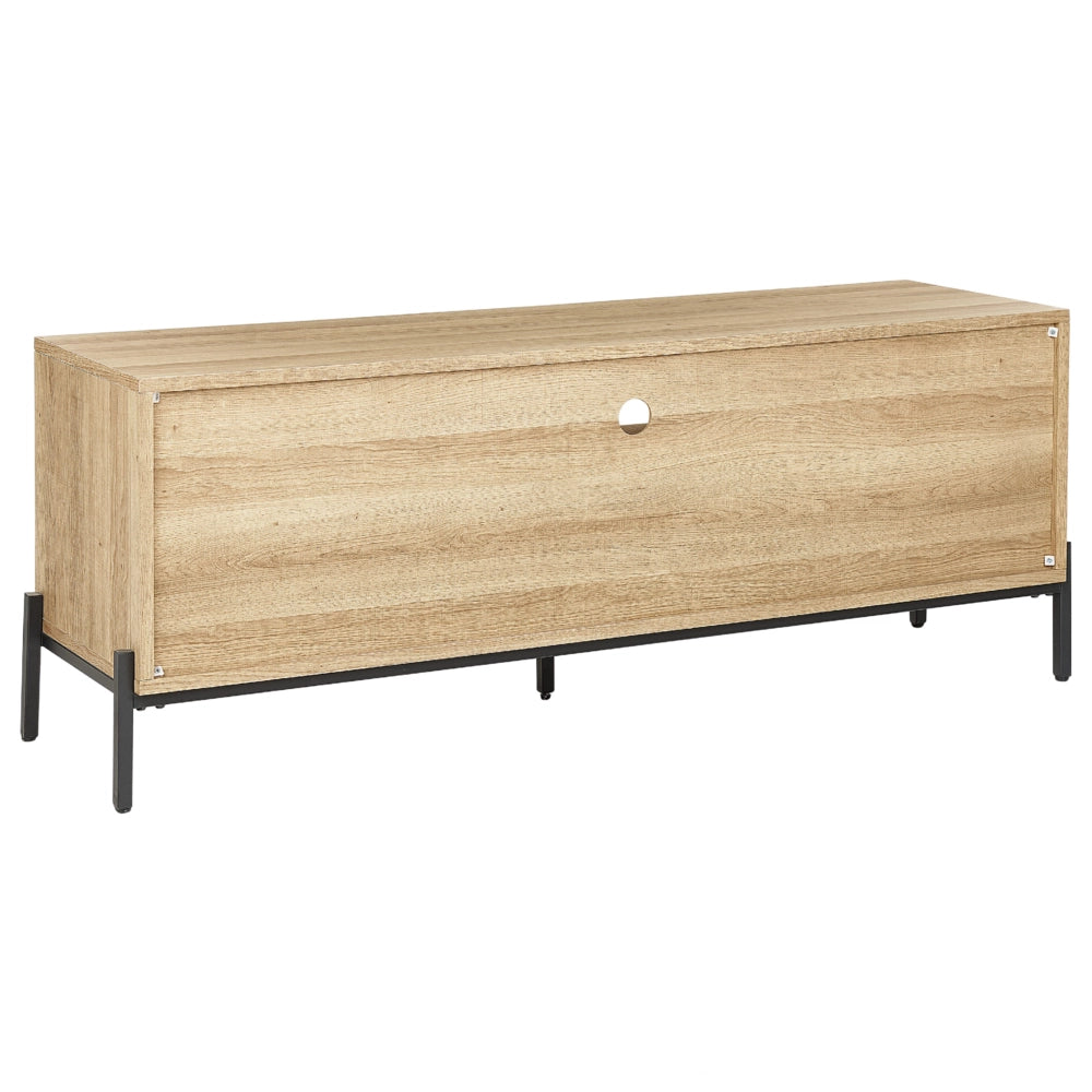 Porta TV Finitura in legno chiaro e carta MDF grigia 1 mobile 2 ripiani aperti Contenitore a ripiano basso
