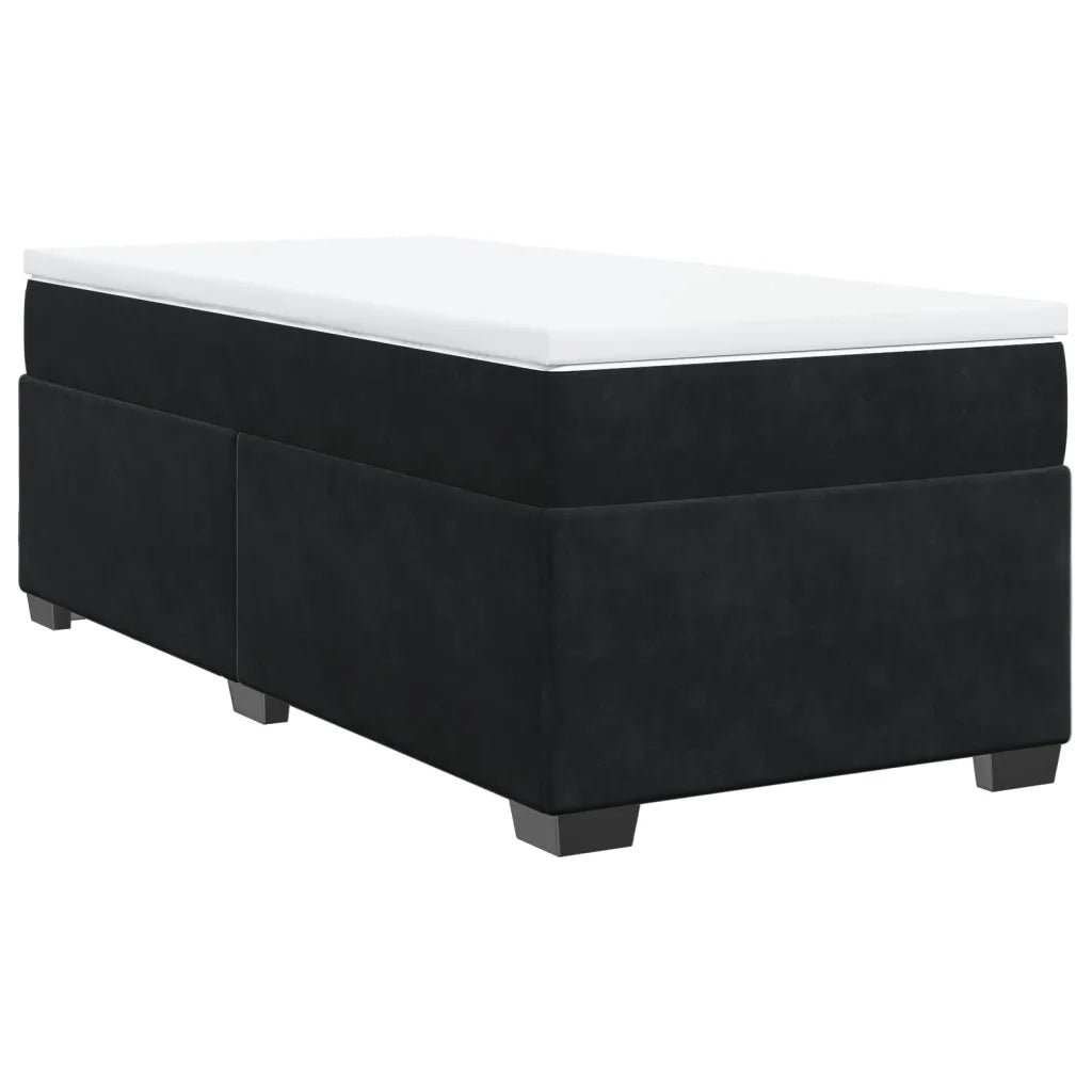 Giroletto a Molle con Materasso-Struttura Letto Nero 90x200 cm in Velluto 172279