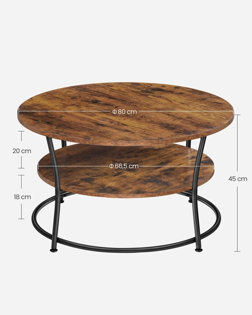 Tavolino da caffè tavolo da soggiorno credenza bassa 2 ripiani con ripiano portaoggetti facile da montare struttura in metallo stile industriale marrone 12_0007484