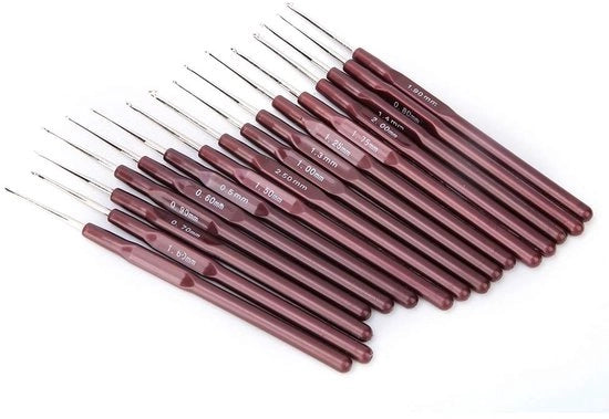 Set di Aghi per Maglia 16 Pezzi - Manico Ergonomico - Acciaio Inossidabile - Set di Aghi per Maglia - Adatto per Principianti - Duraturo e Comodo - Set di Aghi