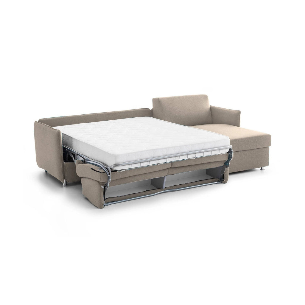 Sumirago, Divano Letto con Penisola Sfoderabile Made in Italy, 260x160 cm Grigio Tortora
