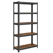 Scaffale robusto a 5 ripiani 150 x 75 x 30 cm portata totale 650 kg (130 kg/ripiano) stile industriale ripiani regolabili per soggiorno/cucina nero e marrone rustico 12_0005439