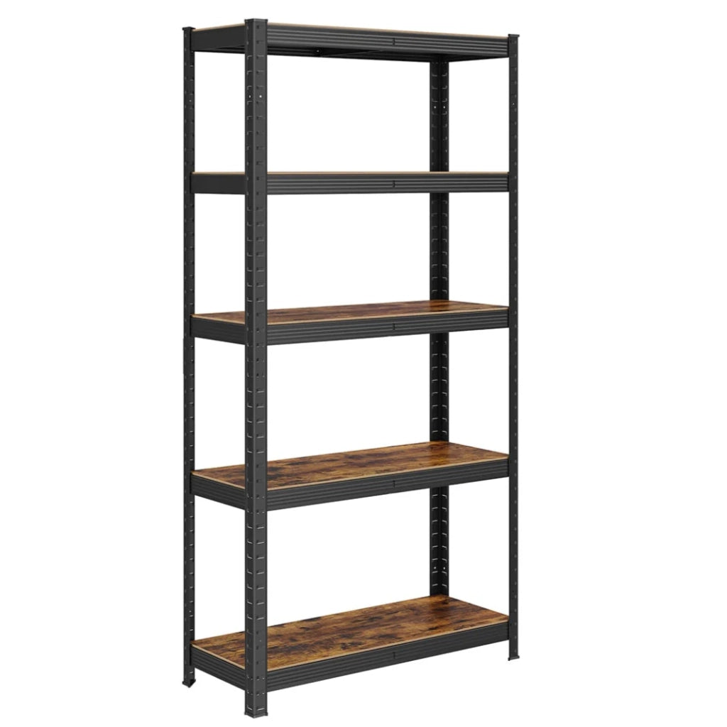 Scaffale robusto a 5 ripiani 150 x 75 x 30 cm portata totale 650 kg (130 kg/ripiano) stile industriale ripiani regolabili per soggiorno/cucina nero e marrone rustico 12_0005439