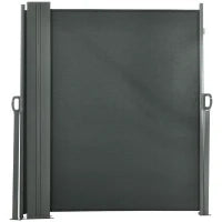 Paravento Laterale Doppio, Retrattile, 6L x 1.60H m, Poliestere Anti-UV, Grigio