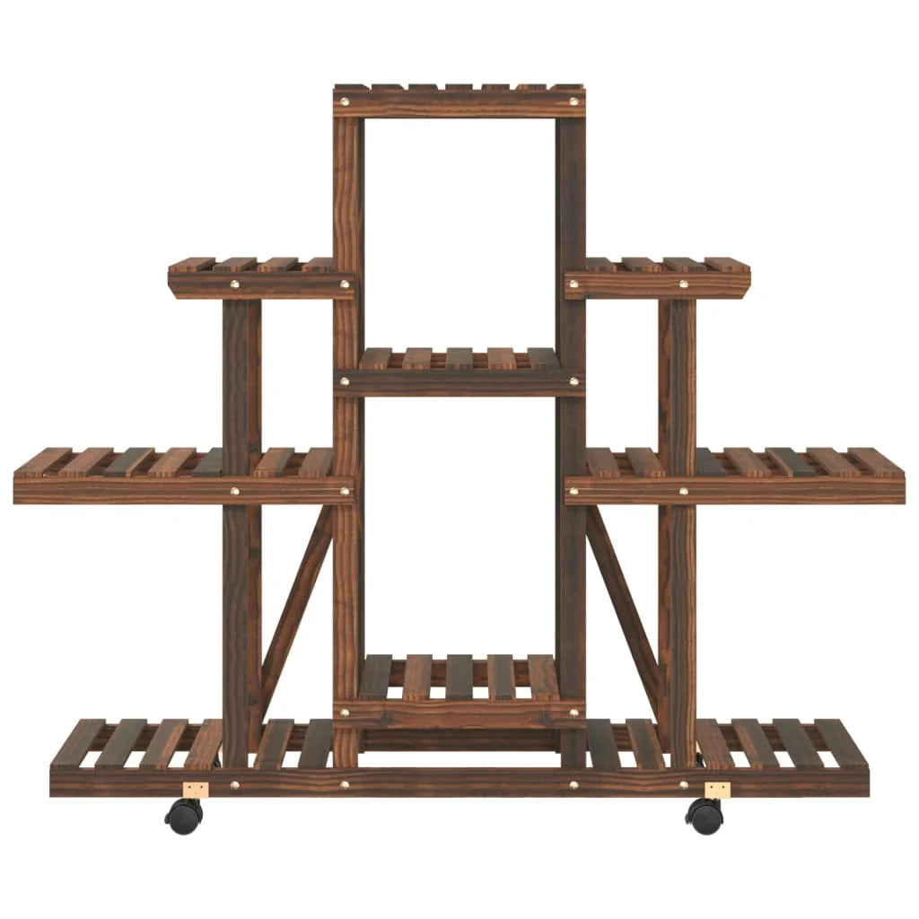 Portafiori/armadietto porta piante con ruote 110 x 25 x 101 cm legno massello di abete marrone 02_0045224