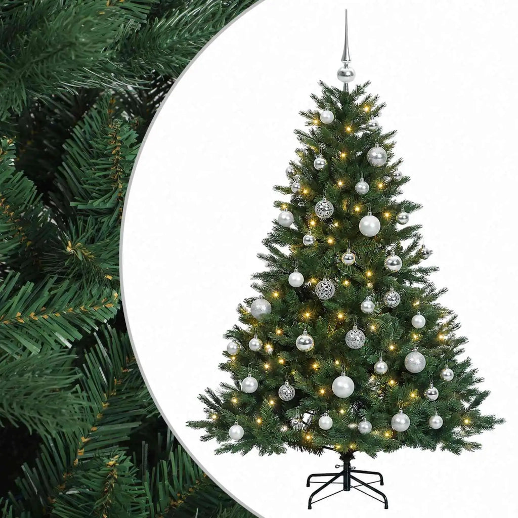 Albero di Natale artificiale con palline 120 cm 150 LED 3465943