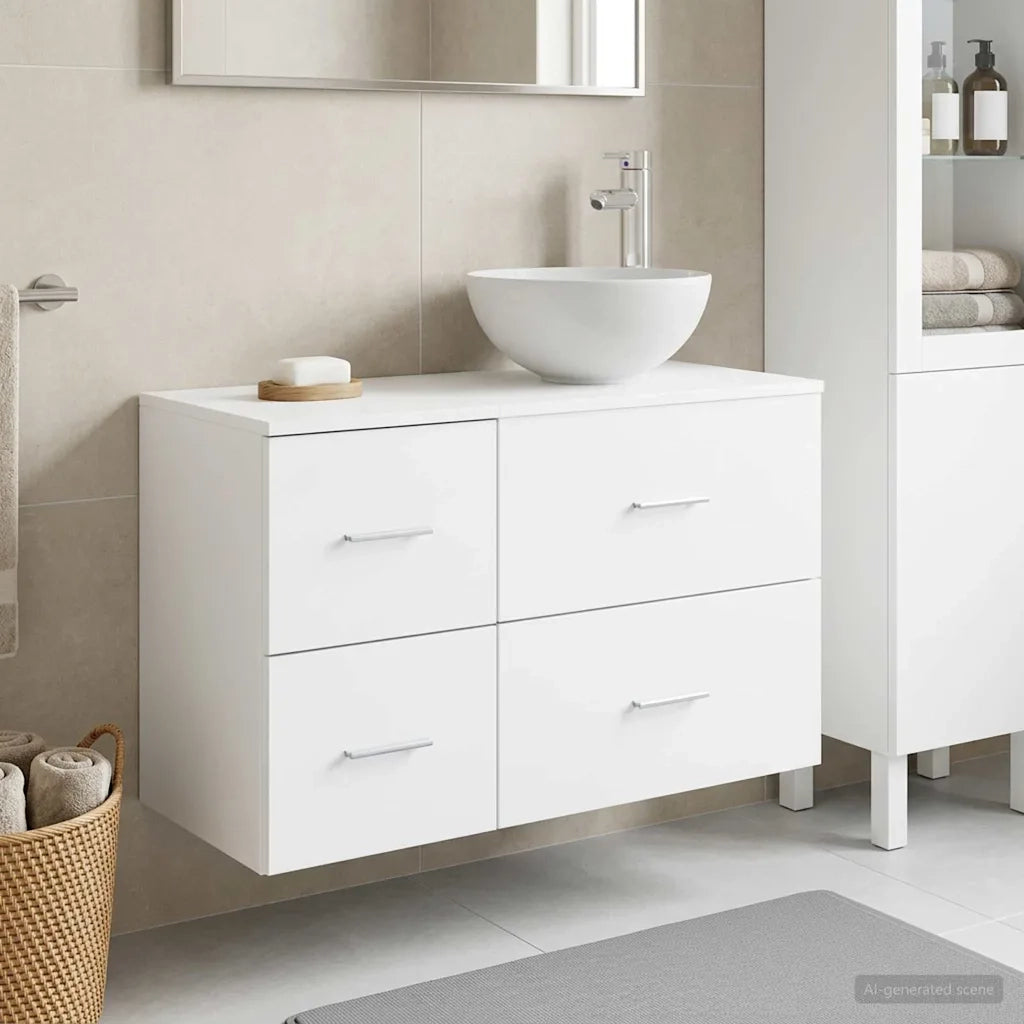 Set di mobili per il bagno 2 pcs Bianco Legno ingegnerizzato 3403944
