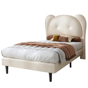 Letto per Bambini 90x200 cm; Letto Singolo - Testiera a Forma di Animale - PU - Beige