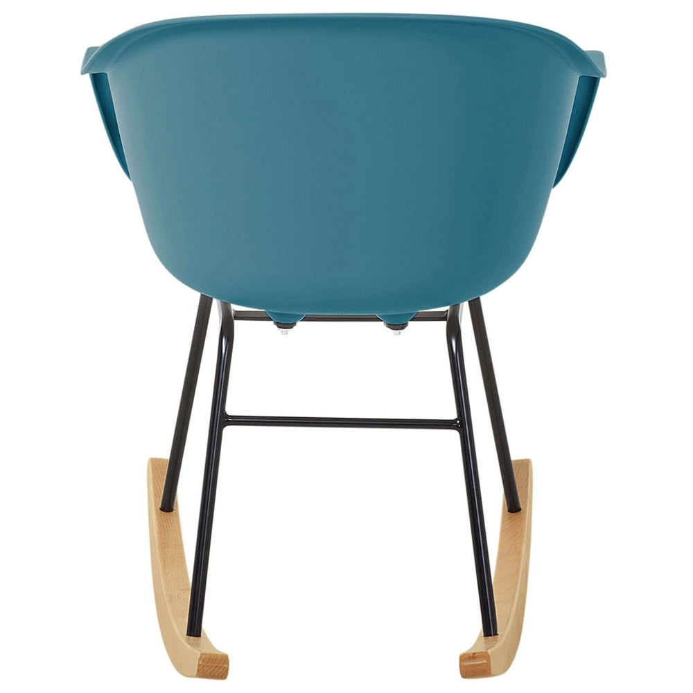 Sedia A Dondolo Verde Smeraldo Gambe In Metallo In Materiale Sintetico Seduta Conchiglia Pattini In Legno Massello Stile Scandinavo Moderno