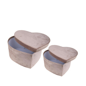 Set 2 Scatole Cuore 27 e 25 cm Velluto