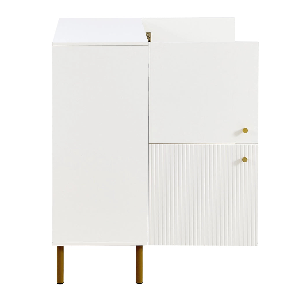 Credenza da sala da pranzo, mobile da ingresso, in MDF, con gambe in metallo, bianco