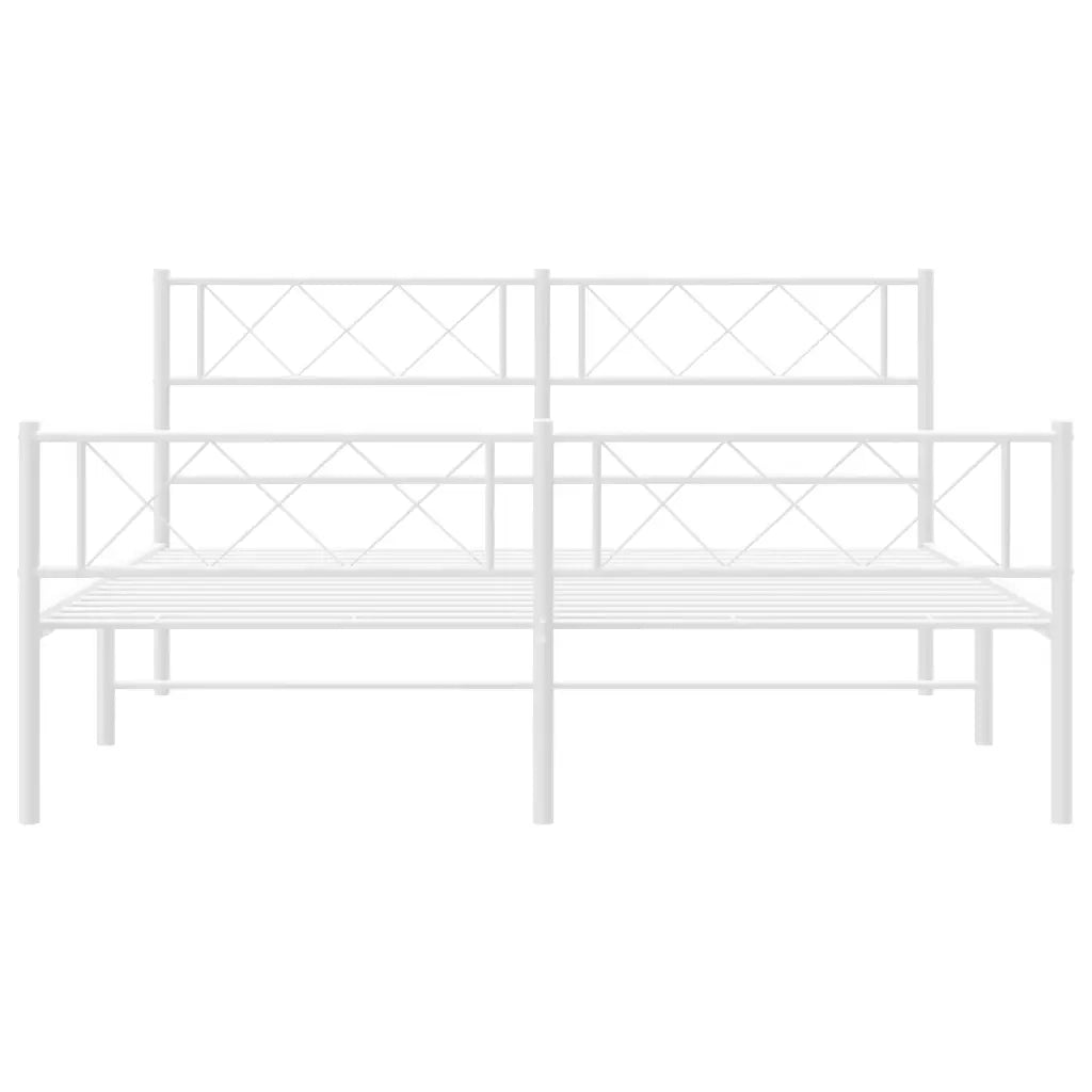 Giroletto con Testiera e Pediera Metallo Bianco 140x190 cm 372344