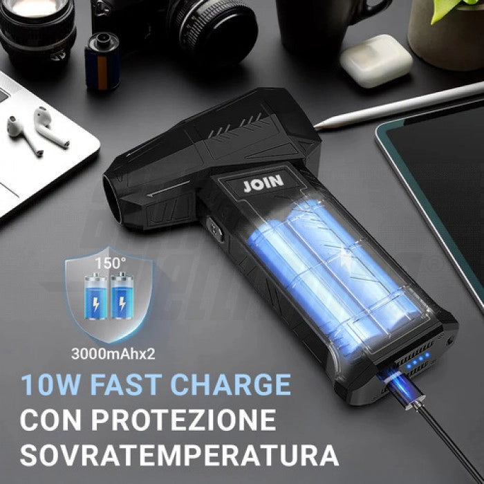 Soffiatore TORNADO ad aria portatile a batteria 130.000 RPM con ugelli intercambiabili JOIN CK-110