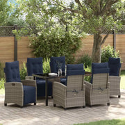 Set da Pranzo per Giardino con cuscino 7 pcs Grigio polyrattan