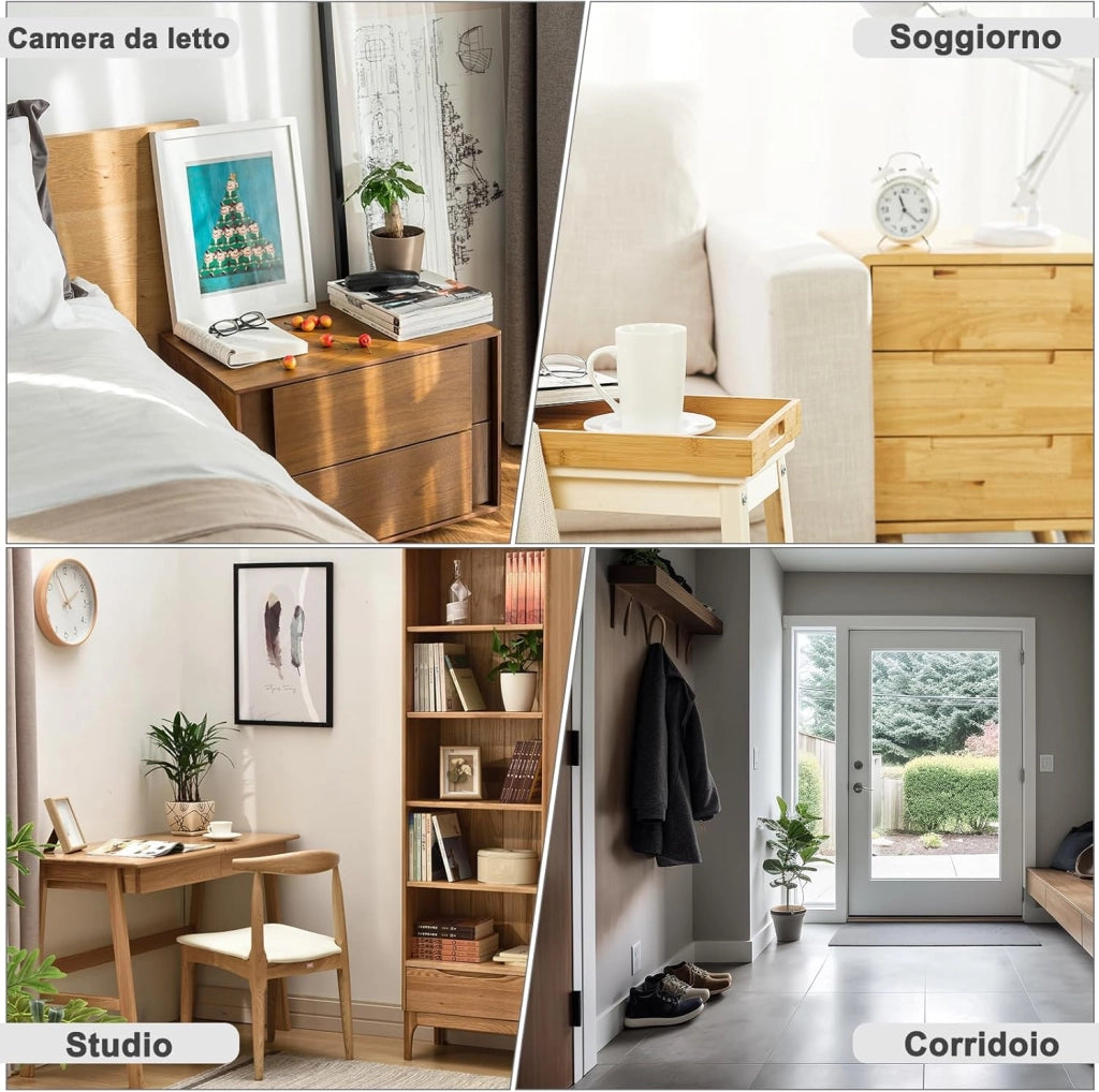 2 pezzi Comodino con Prese e Porte USB, Comodino per Camera da Letto Stretto, Comodino Salvaspazio con 2 Scomparti Aperti, per Soggiorno, Cameretta, in Legno, 25x30x60cm, NTS06ws