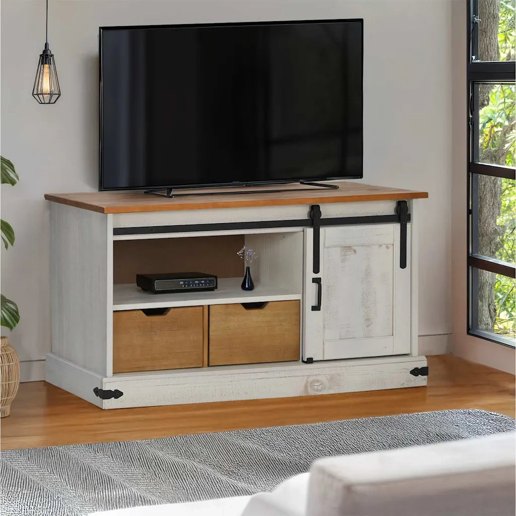 Mobile Porta TV HALDEN con Anta Scorrevole Bianco 110x40x60 cm 4018410
