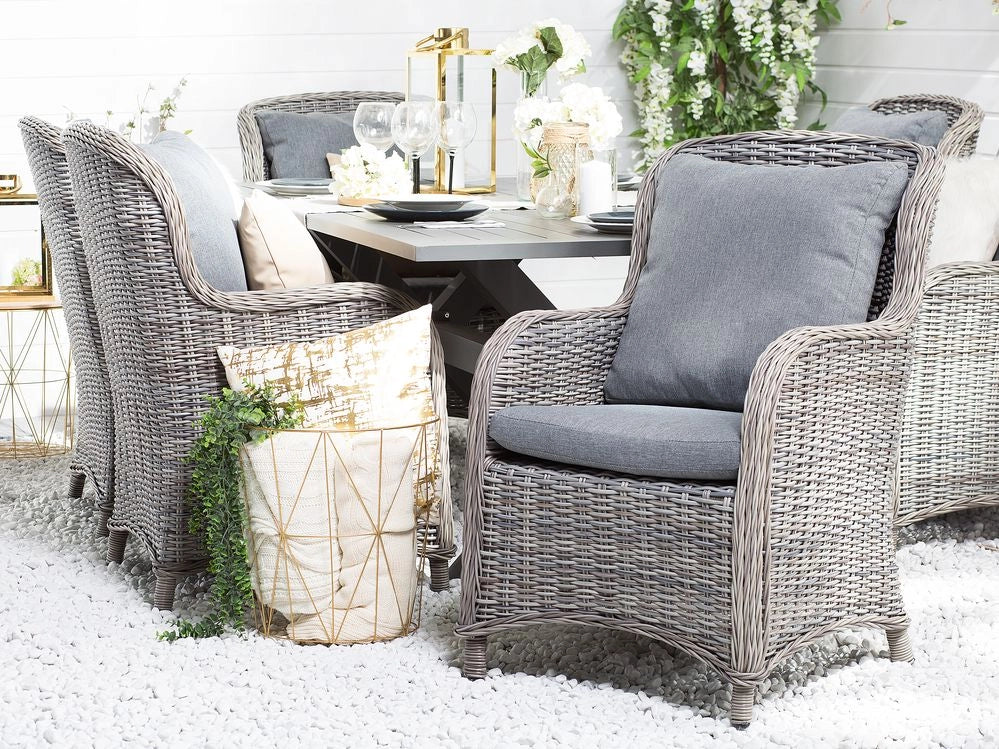 Set di copricuscini per esterni in tessuto Grigio per sedie da giardino cuscini per schienale e sedute