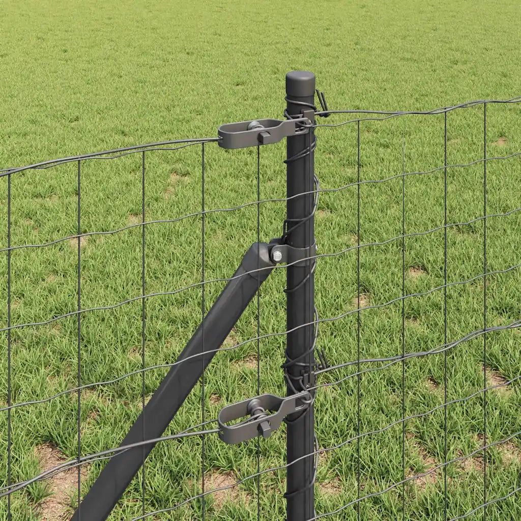 Recinzione con Posto Grigio 0,6 x 25 m Acciaio e PVC 3350445